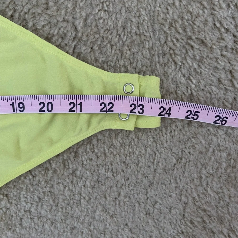 Express Medium Green Yellow Long Sleeve Blouse Bodysuit - Picture 7 of 8